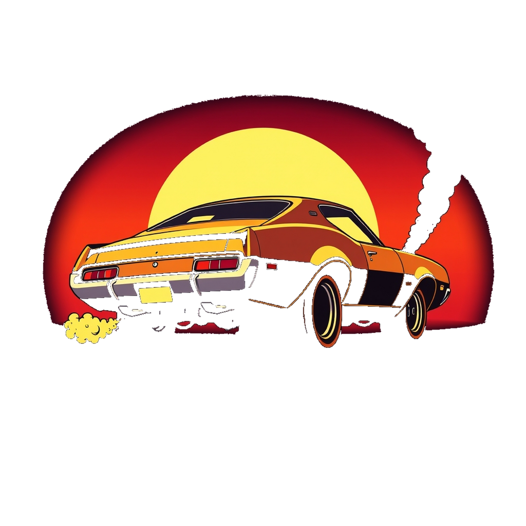 Retro Burnout Muscle Car t-shirt, alternate view