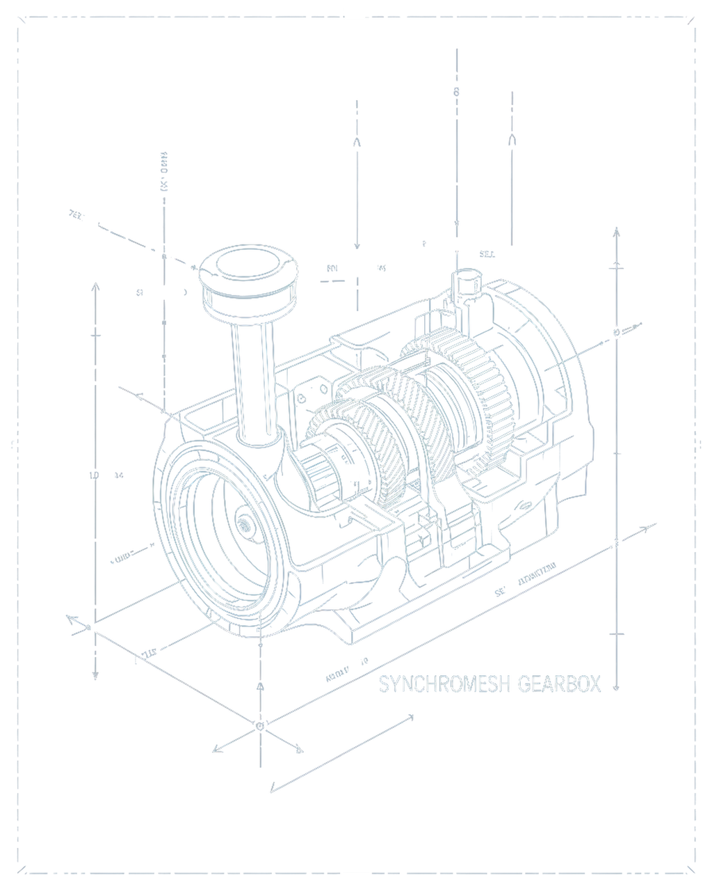 Synchromesh Gearbox Blueprint t-shirt, alternate view