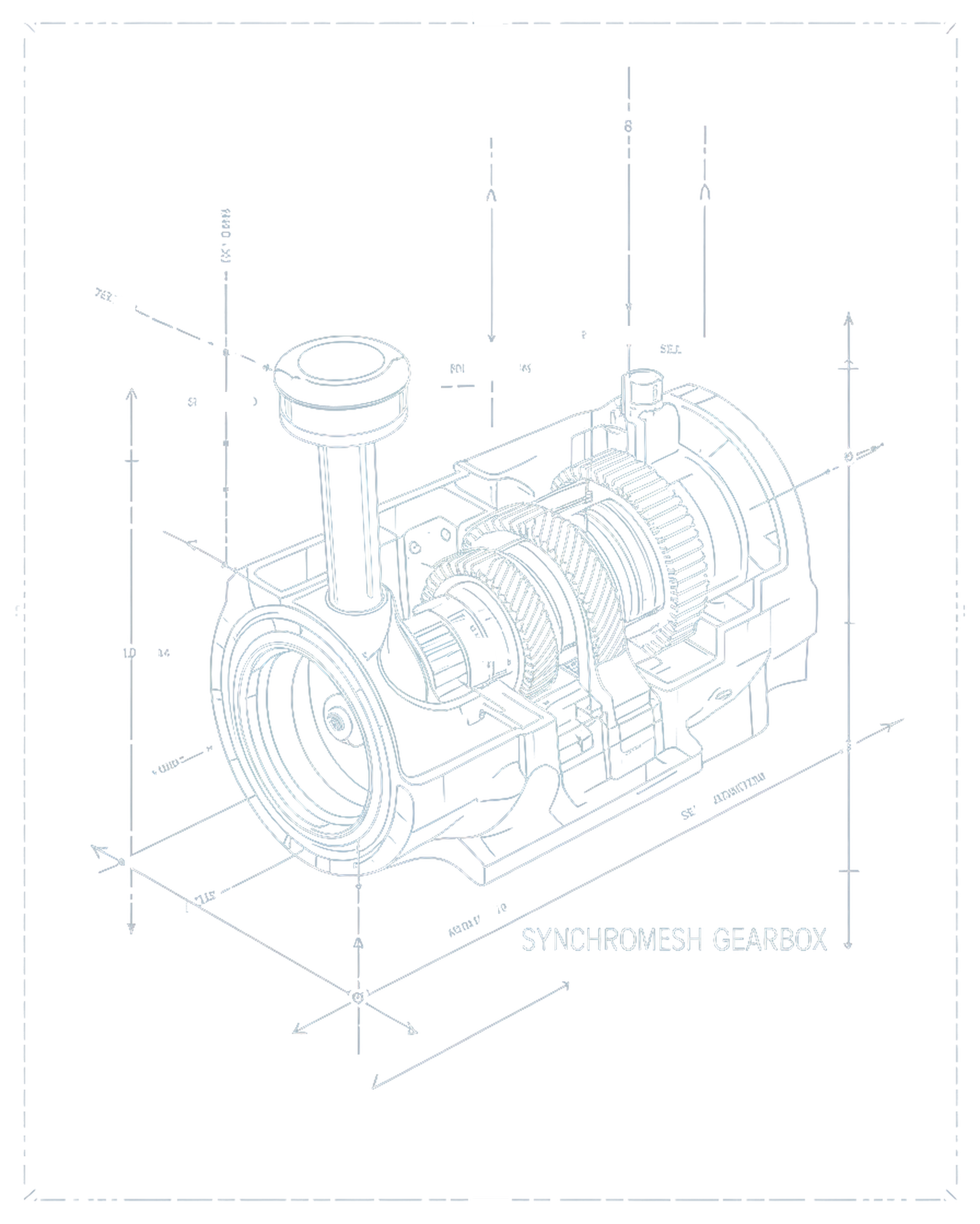 Synchromesh Gearbox Cutaway design on a poster