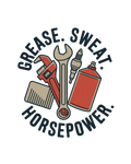 Grease Sweat Horsepower Retro Garage Tools Badge T-Shirt