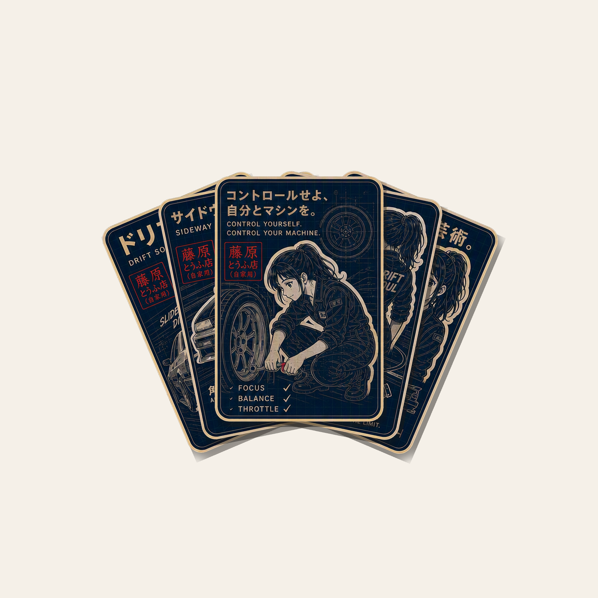 Drift Soul sticker pack, five kiss-cut stickers