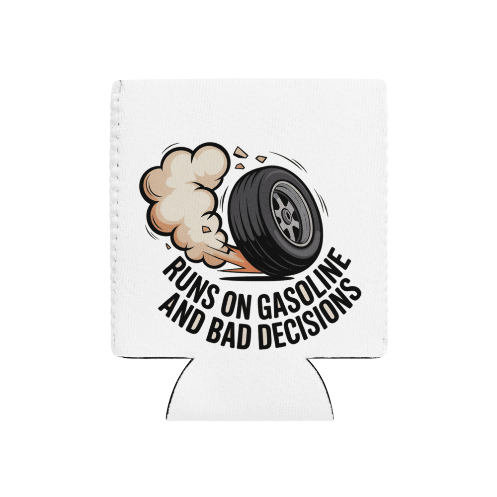 Cartoon illustration of a smoking rear tire doing a burnout with motion lines and flying debris chips.