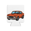 Rusty the Grumpy Muscle Car design on a can cooler