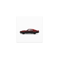 Side-profile silhouette of a long, low two-door muscle car coupe with a raised hood scoop and wide rear haunches.