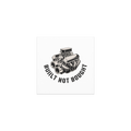 A detailed line art illustration of a classic muscle car engine block and carburetor with the text Built Not Bought.
