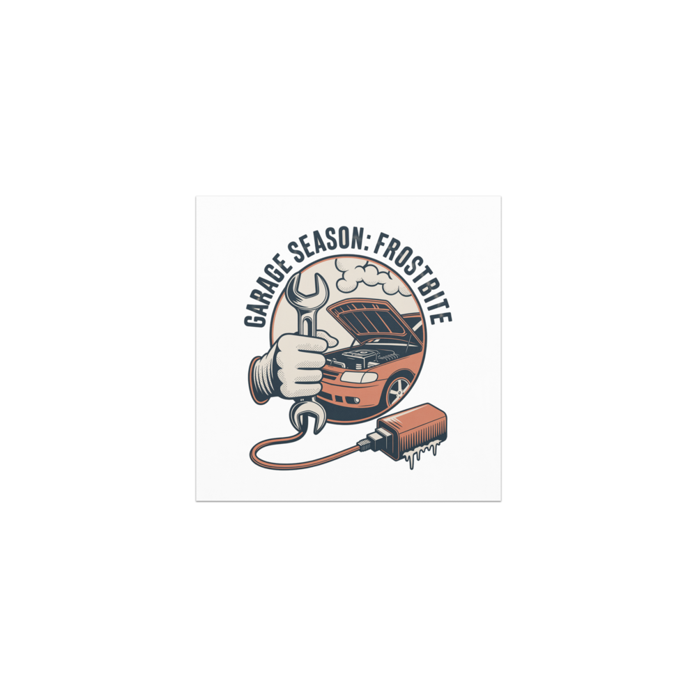 Garage Season: Frostbite design on a car magnet