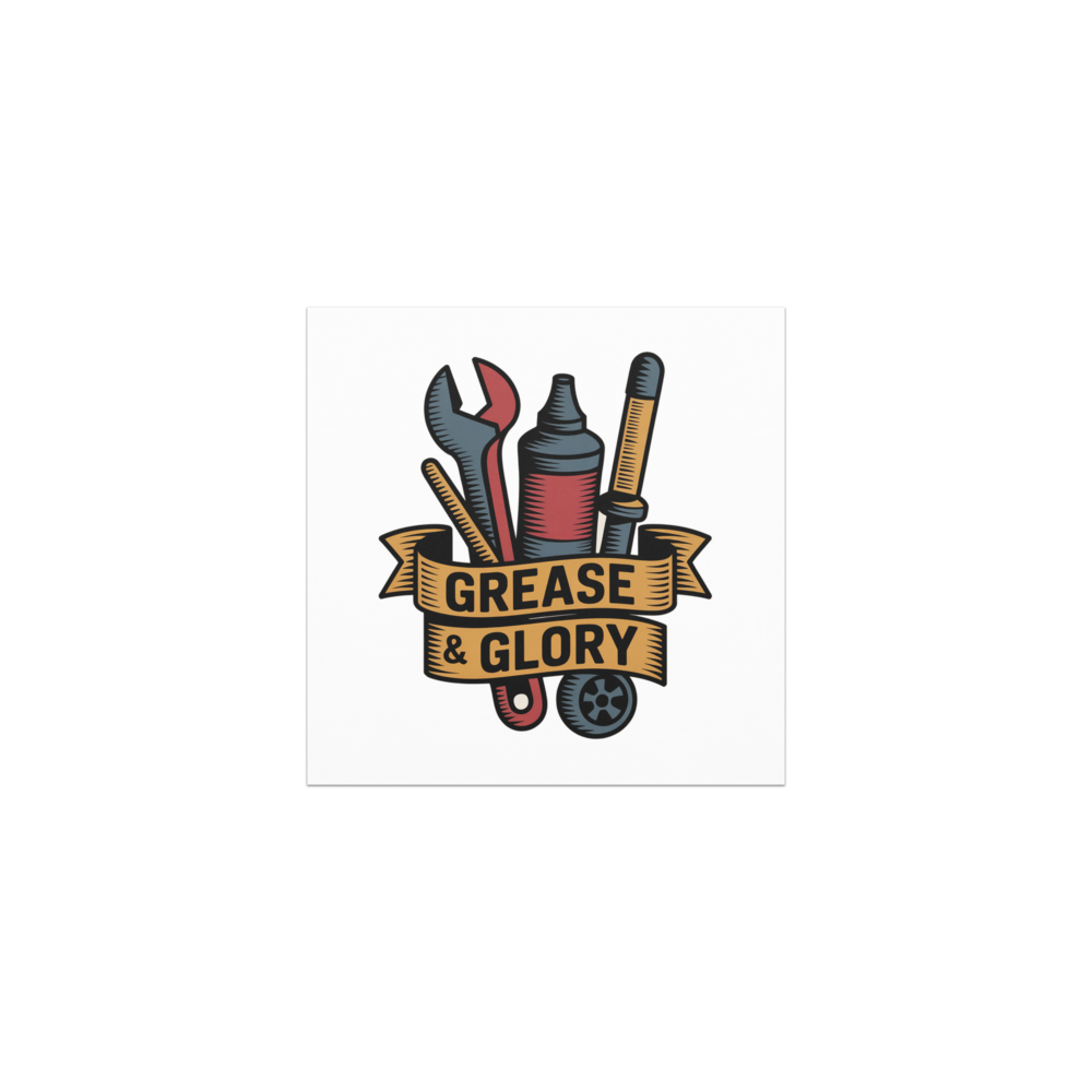 Grease & Glory design on a car magnet