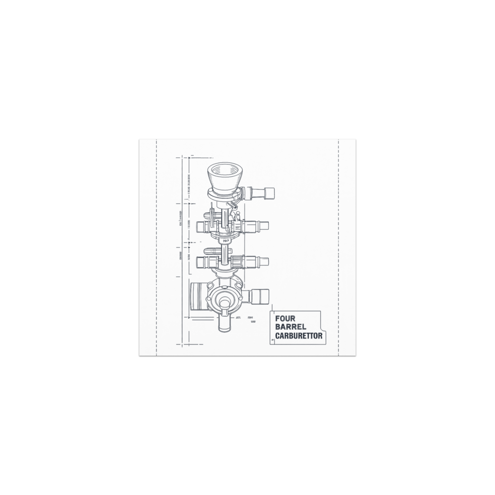 Four Barrel Carburettor Exploded View design on a car magnet