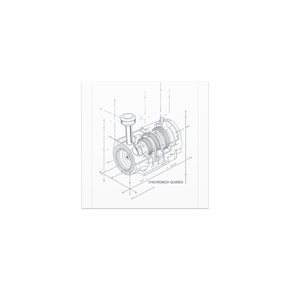 Synchromesh Gearbox Cutaway design on a car magnet