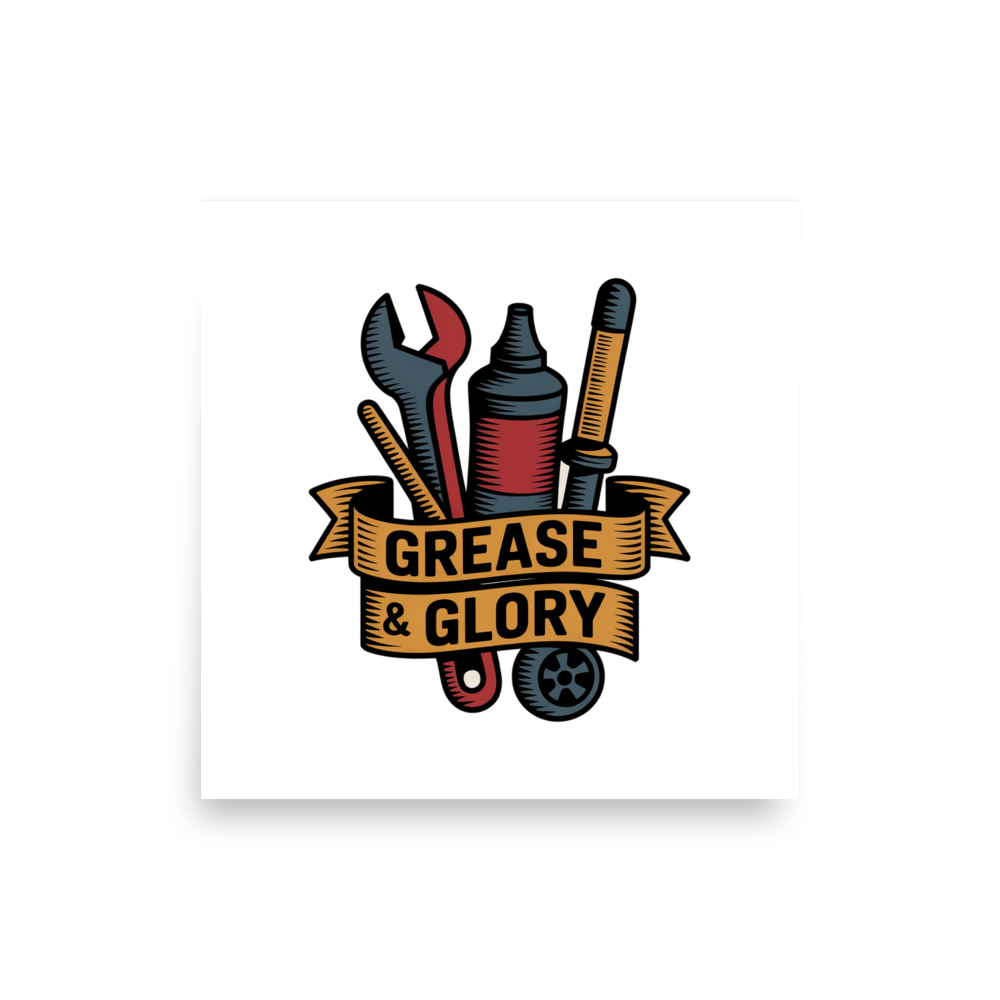 Grease & Glory design on a poster