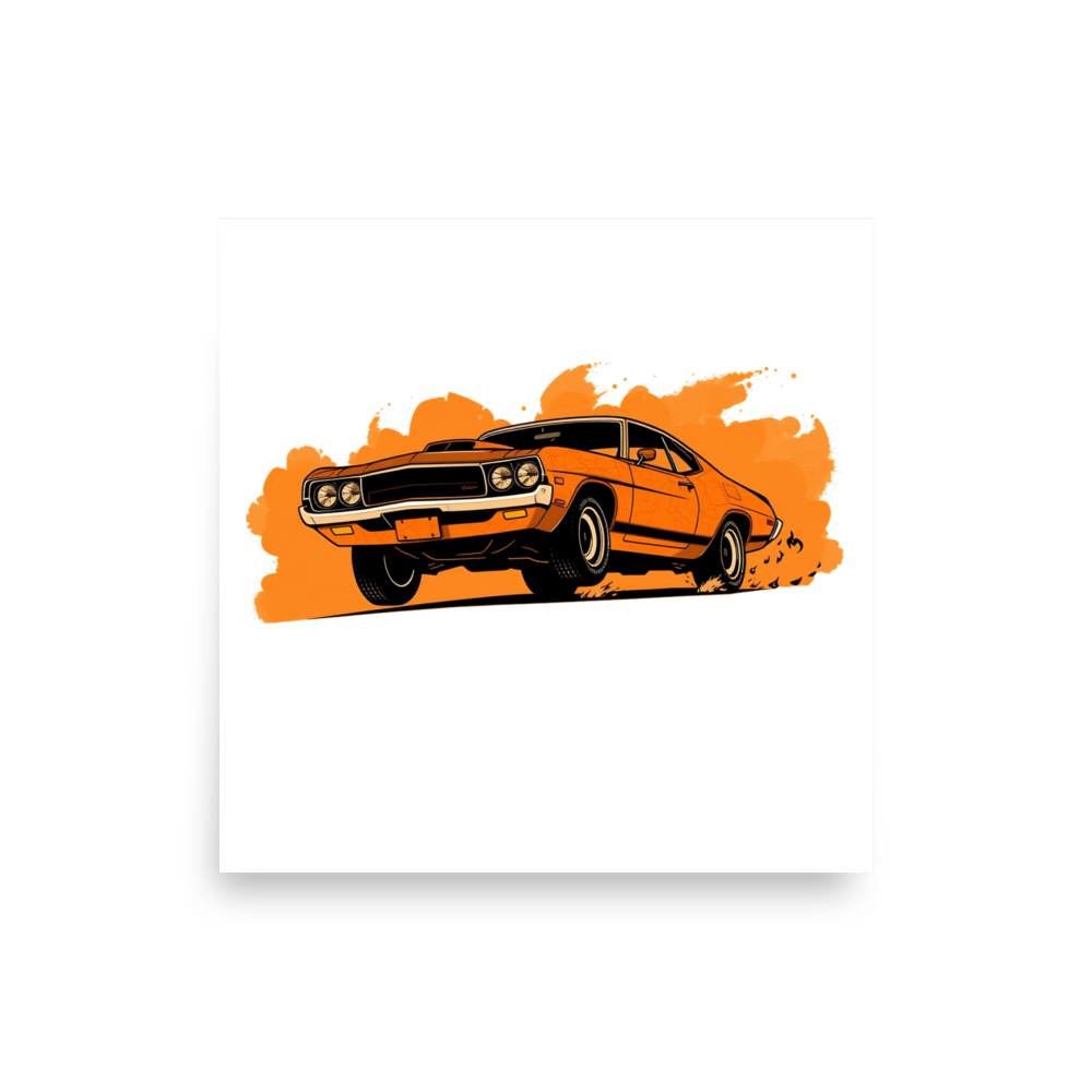 Launch Day Muscle Car design on a poster