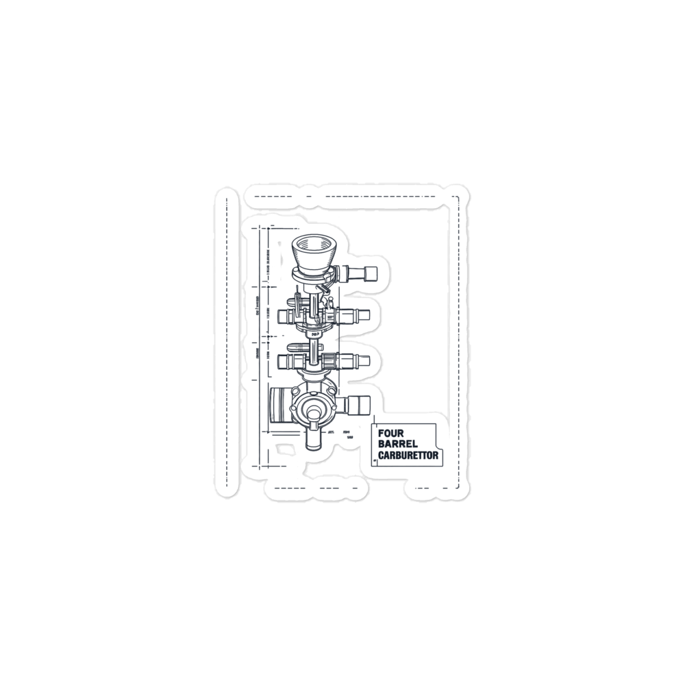Four Barrel Carburettor Exploded View design on a sticker