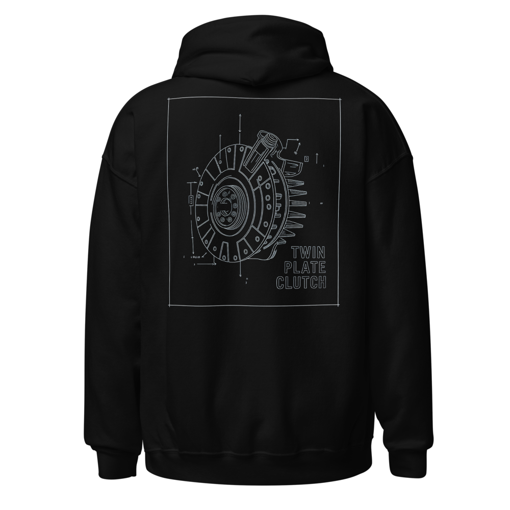 Twin Plate Clutch Exploded View design on a hoodie