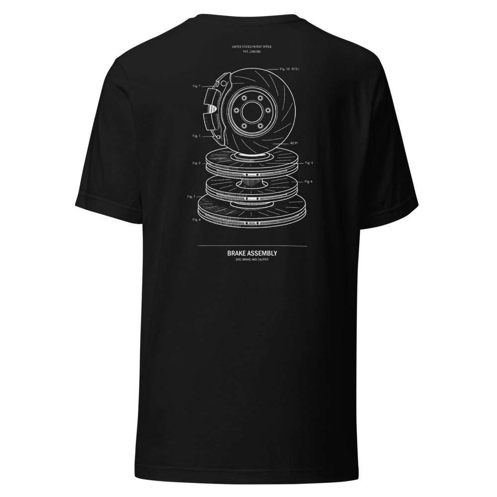 Brake Assembly Blueprint design on a t-shirt