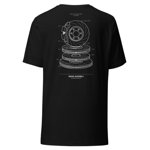 Brake Assembly Blueprint design on a t-shirt