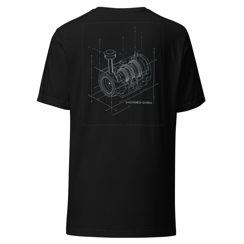 Synchromesh Gearbox Blueprint design on a t-shirt