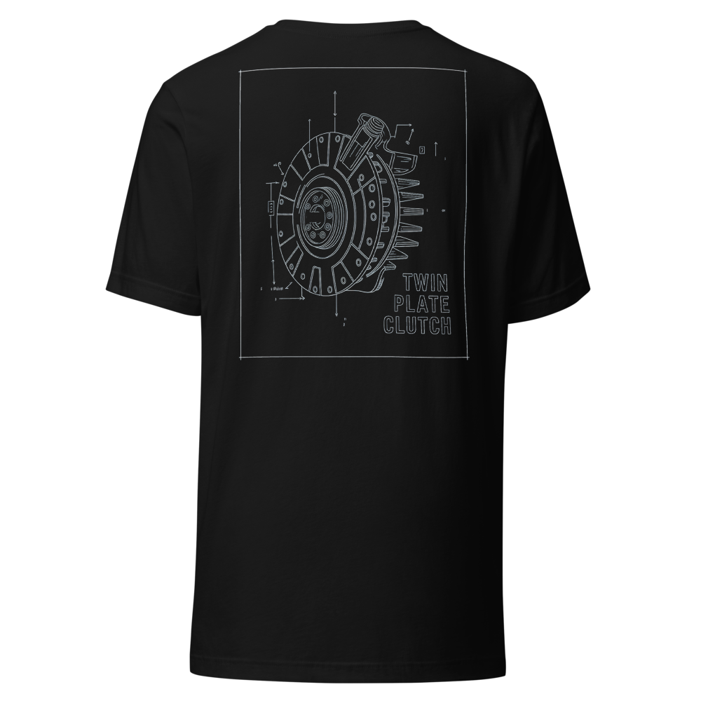 Twin Plate Clutch Blueprint design on a t-shirt